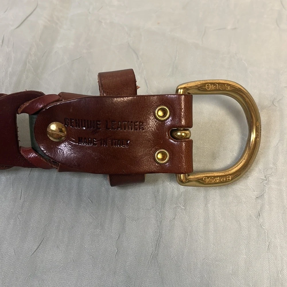 Dantesca Florence Italian Multicolored Leather Belt | Brass Tone Buckle - Picture 4 of 4